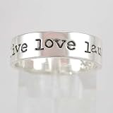 LIVE LOVE LAUGH Sterling Silver Band Ring, Sizes 6,7,8, #8896