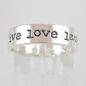 LIVE LOVE LAUGH Sterling Silver Affirmation Band Ring, Sizes 6, 7, 8, and 9, #8896