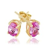 Created Pink Sapphire Earrings