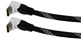 Very High Quality 1080p 90 Degree (Right Angle) Hdmi Cable Lead 25 Ft Braided White & Black