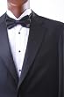 Men's Single Breasted Two Button Black Super 150s Tuxedo Flex-Fit Waist