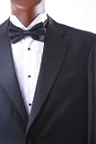 Mens Single Breasted Two Button Black Super 150s Tuxedo Flex-Fit Waist