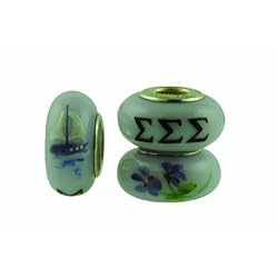 Sigma Sigma Sigma Sorority Hand Painted Fenton Glass Bead