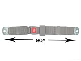 2-Point Lap Seat Belt, Grey, 90 Inch Length, with Push Button Release
