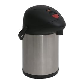 Stainless steel 3.5 litre pump action airpot with safety lock.