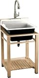 KOHLER K-6608-3P-0 Bayview Wood Stand Utility Sink, White