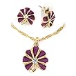 Gold White Metal with Clear Swarovski Crystal Set, Weight: 12.60gm - Amethyst Flower Gold White Metal with Clear Swarovski Crystal Set, Weight: 12.60gm - Amethyst Flower