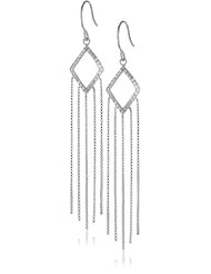 Sterling Silver White Cubic-Zirconia Tassel Earrings