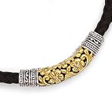 14K and Silver Diamond Vinyl Braided Necklace, 18 .13ctw