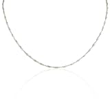 Italian Sterling Silver 1MM Singapore Link Chain Necklace 16