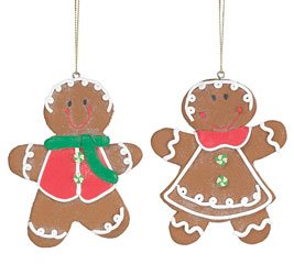 Best Price Set Of 2 Girl & Boy Gingerbread Christmas Polymer Clay Ornaments Adorable Holiday Decoration