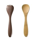 Bambu 11-Inch Curvy Servers with Lacquer Accent, Hazelnut
