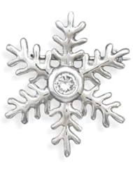 Rhodium Plated Snowflake Pin/Pendant with CZ Center