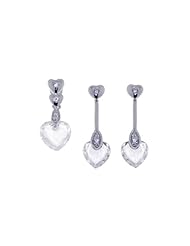 Nickel Free Sterling Silver Pendant & Earring Sets Hanging Clear CZ Heart Set