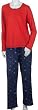 No Nonsense Women's Long Sleeve Top and Snowflake Long Pant Sleepwear Set