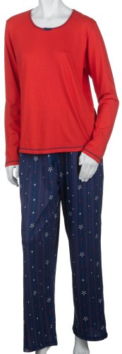 No Nonsense Women's Long Sleeve Top and Snowflake Long Pant Sleepwear Set