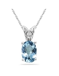 1.75 Cts of 9x7 mm AAA Oval Aquamarine Solitaire Scroll Pendant in 14K White Gold