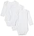 SpaSilk 100% Cotton Long Sleeve Lap Shoulder 3-Pack Bodysuit - White/Pink, 3 Months