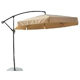 10 Foot Tan Offset Umbrella with Sand Base