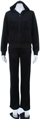 Velour Track Suit with Zipper Hoodie and Elastic Tie-waist Sweat Pant