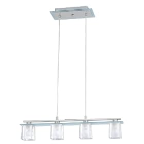 Eglo 82113A Alea 4 Light Pendant Light Fixture, Nickel Frosted/Clear