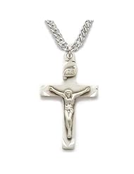 1" Sterling Silver Engraved Crucifix on 20" chain