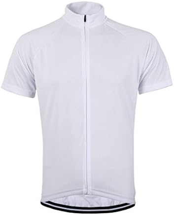 Fabilion Men's Bicycle Cycling Short Sleeves Solid Color Jersey White M