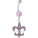 Pink Gem Fleur De Lis Belly Ring