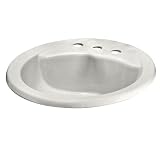 American Standard 0427.888EC.020 Cadet Round Everclean Countertop Sink, 8-Inch Faucet Holes, White