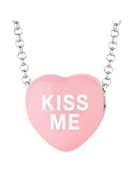 Sweethearts Enamel "Kiss Me" Heart on 16" Necklace Pendant with Gift Box