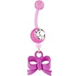 Bioplast Pink Ribbon Dangle Belly Ring