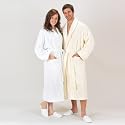 White Bathrobe, 100% Combed Egyptian Cotton Terry, Made in Turkey