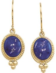 10.00X08.00Mm 14K Yellow Gold Genuine Lapis Earring
