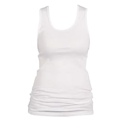 White Solid Color Tunic Longer Length Tank shirt tee, 100% Cotton.