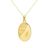 10k Yellow Gold Laser Oval Polished Serenity Pendant Necklace, 18
