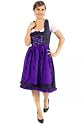 Trachten Dirndl, schwarz mit wei&szlig;em Punktemuster und eleganter blauen Bord&uuml;re am Dekollet&eacute; und Rocksaum, betont das Decollet&eacute;