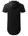 Aiyino Mens Hip Hop Longline Hooded T-Shirt US 2XL Black