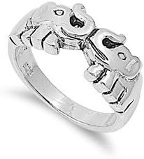 Sterling Silver Woman's Elephant Lucky Ring Beautiful 925 Band 9mm Size 9