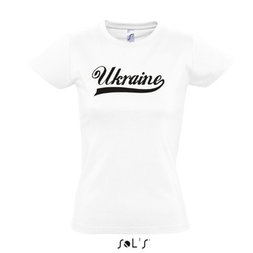 Damen T-Shirt – Ukraine Oldschool Ukraine LÄNDERSHIRT EM / WM FAN Trikot S-XXL , White – schwarz , M