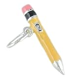 No.2 Pencil 925 Sterling Silver and Enamel Traditional Charm for Writer or Teacher