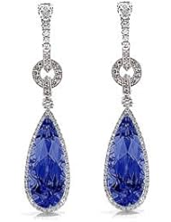8.68Ct Sapphire & Diamond Dangling Hoop Pendant Earrings 18k