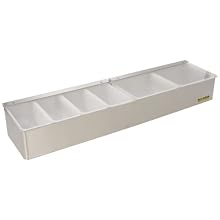 San Jamar B4246L Stainless Steel Non-Chilled Garnish Tray with Split Lid, 24" Width x 3-1/2" Height x 5-3/4" Depth