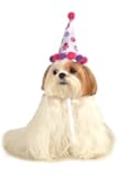 Rubies Costume Halloween Classics Collection Pet Costume, Small to Medium, Purple and Red Paw Print Birthday Hat