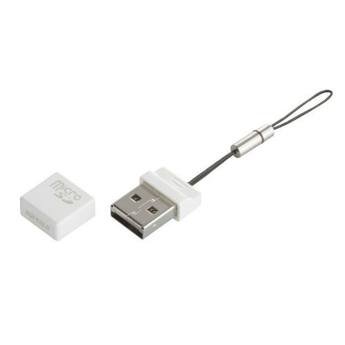 バッファローコクヨサプライ BUFFALO カードリーダー/ライター microSD対応 ストラップ付 ホワイト BSCRMSDC2WH