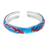 Sterling Silver 925 TEAL Hand Painted POWER Toe Ring