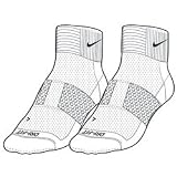 Nike Dri-fit Cushioned Running Quarter (Ankle) Socks - Pack of 2 (Size: Large (8-11 UK)) (Colour: