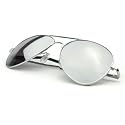 UB Silver Frame & Mirrored Lens Aviator w/ Drawstring Sunglass Pouch