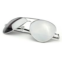 UB Silver Frame & Mirrored Lens Aviator w/ Drawstring Sunglass Pouch