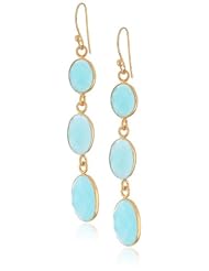 Faceted 3 Bezel Bead with Gold over Silver Ear Wire Drop Earrings
