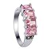 Sterling Silver Band Quad Emerald Cut Pink Cubic Zirconia Ring